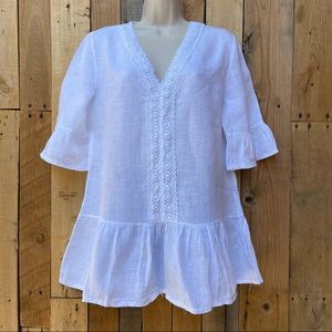 FRANCESCA BETTINI WHITE PEASANT TOP BLOUSE SMALL